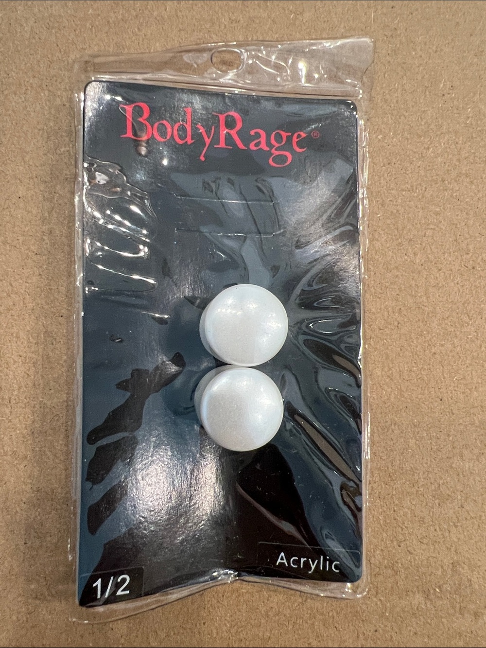White Acrylic Gauge Earrings - Pearl White